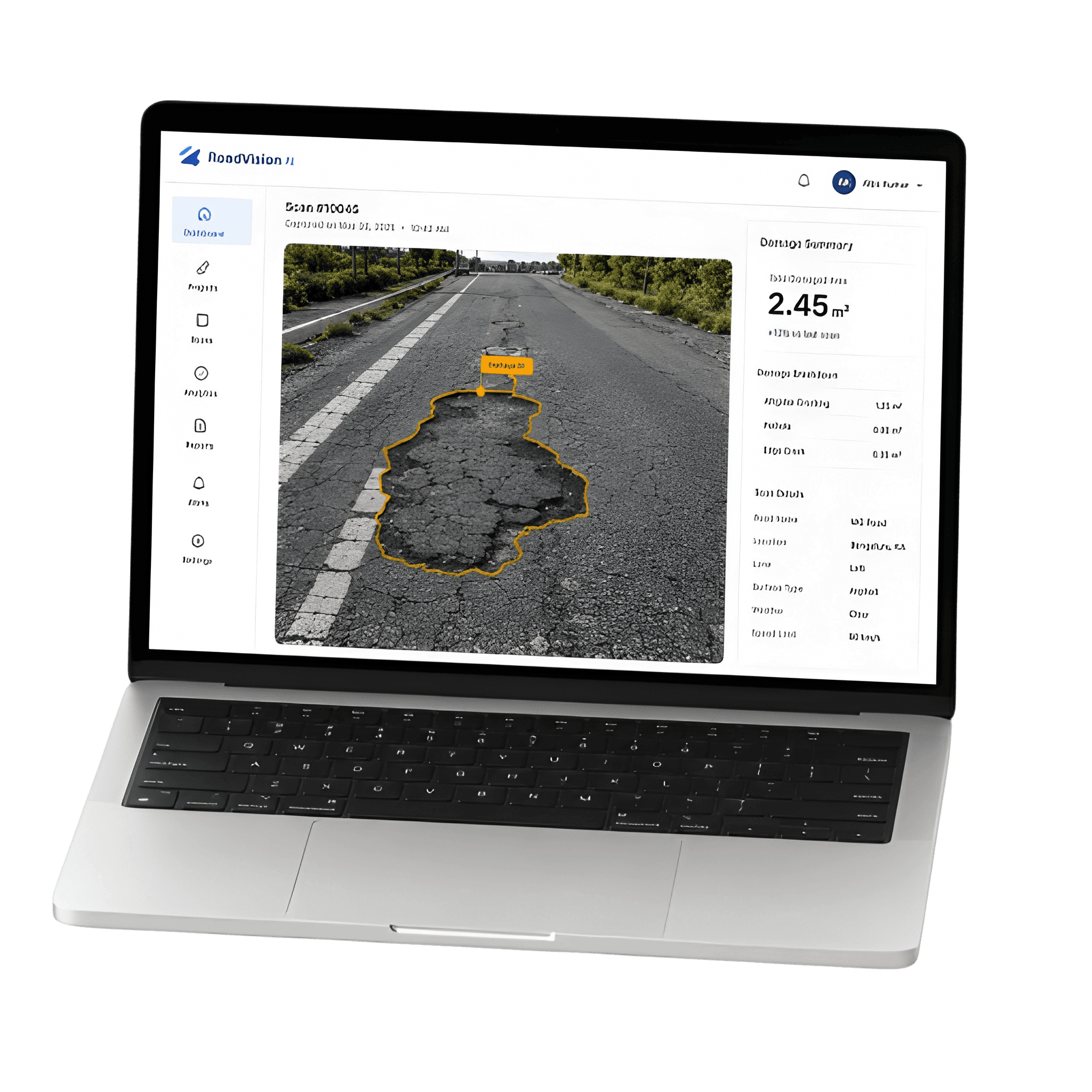 Highway damage measurement tool preview